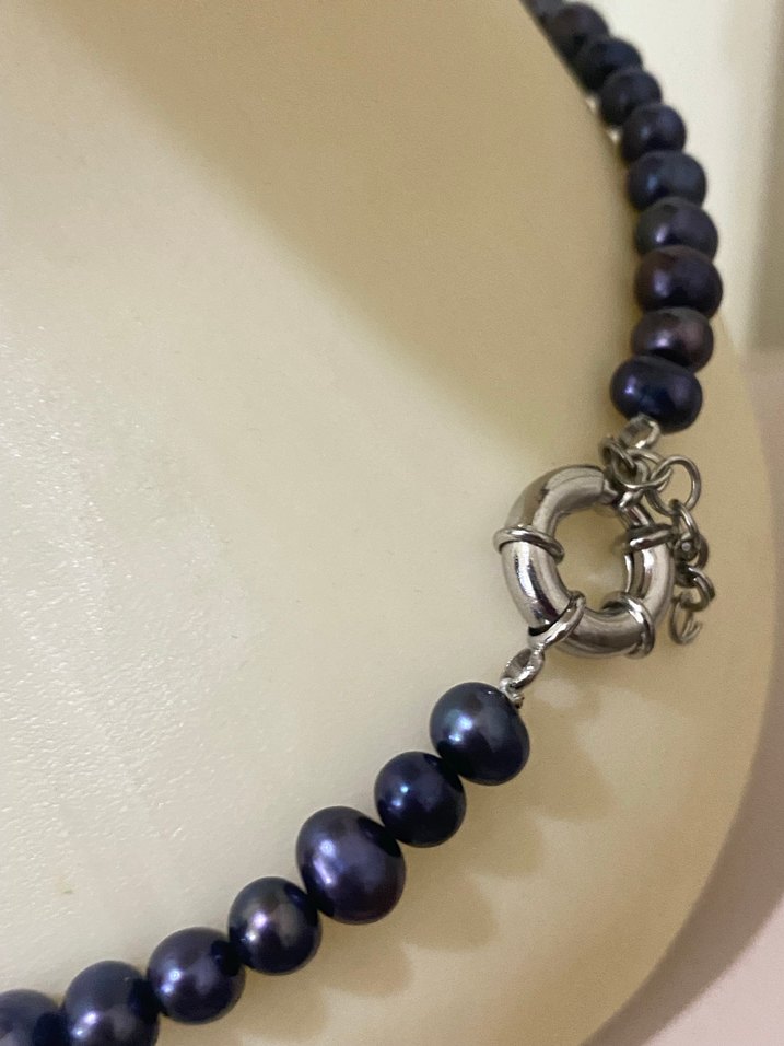 Siyah inci kolye - Görsel 3