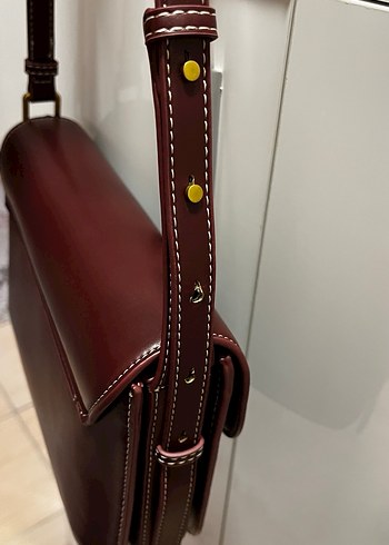  Beden bordo Renk Mango Burgonya Rengi Deri Kadın Çanta
