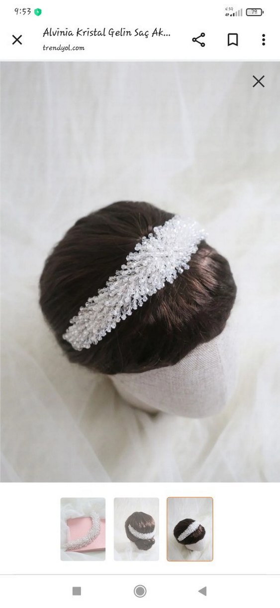 İnci Boncuklu Beyaz Örgü Saç Aksesuarı gelin aksesuar - Görsel 3