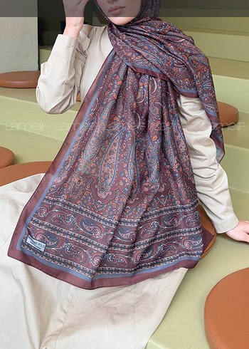 acı kahve ve kırmızı etnik desen şal - Görsel 2