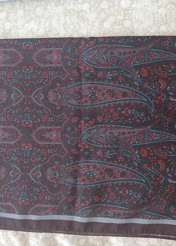 acı kahve ve kırmızı etnik desen şal - Görsel 6