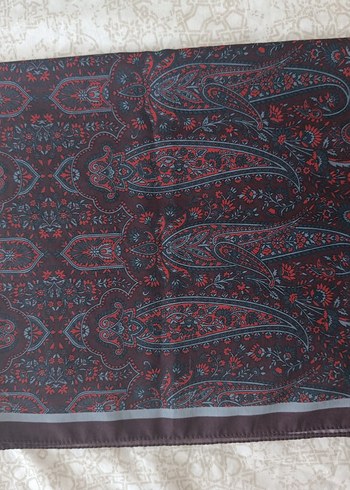 acı kahve ve kırmızı etnik desen şal - Görsel 3