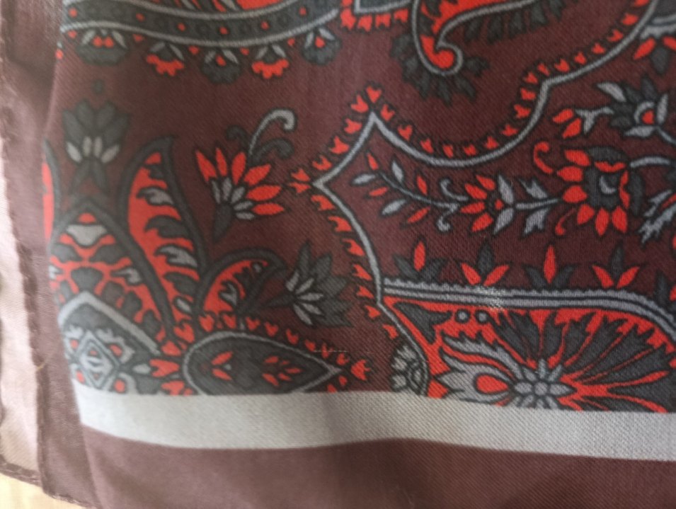 acı kahve ve kırmızı etnik desen şal - Görsel 5