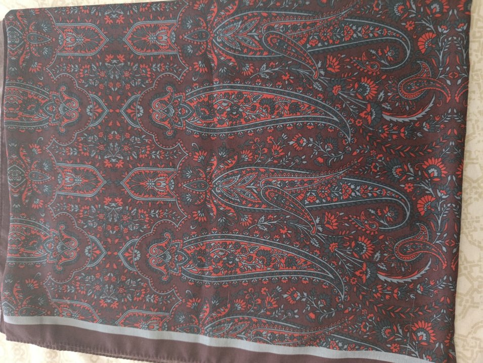 acı kahve ve kırmızı etnik desen şal - Görsel 4