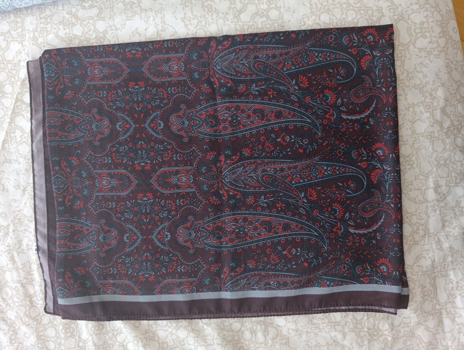 acı kahve ve kırmızı etnik desen şal - Görsel 3