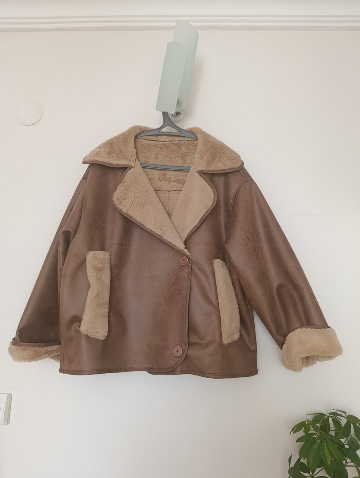 kürk peluş mont yağmurluk - Görsel 3