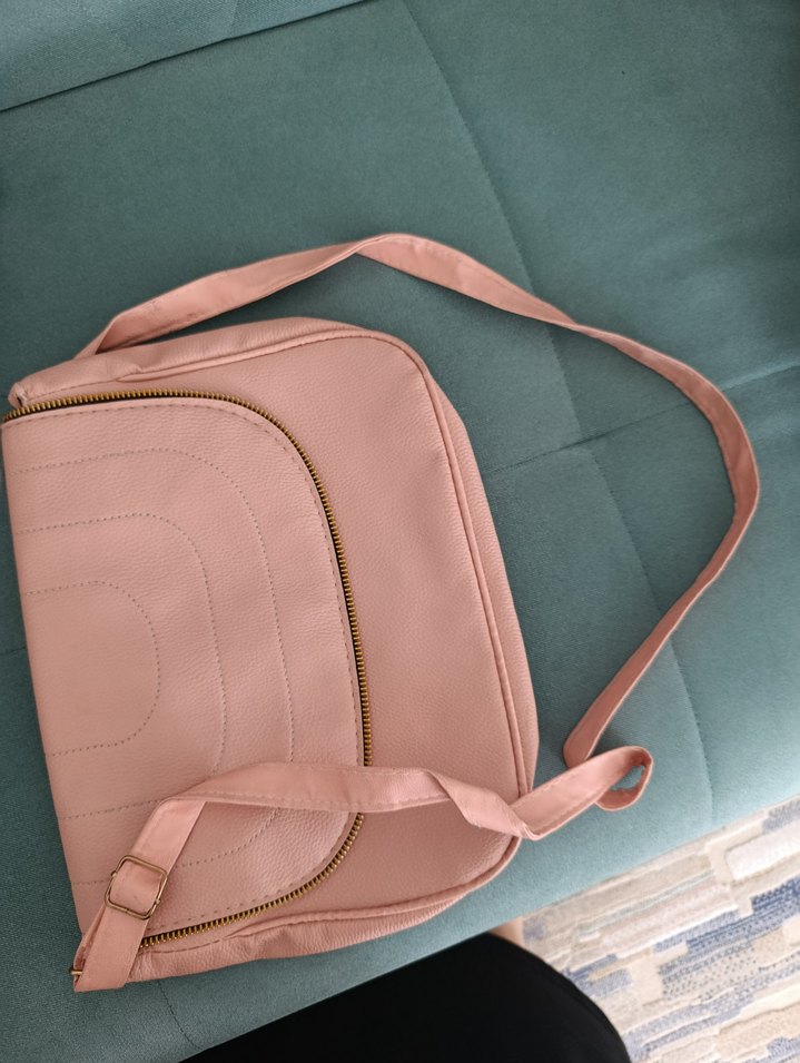 Pembe Deri Fermuarlı Kadın Çanta - Görsel 2