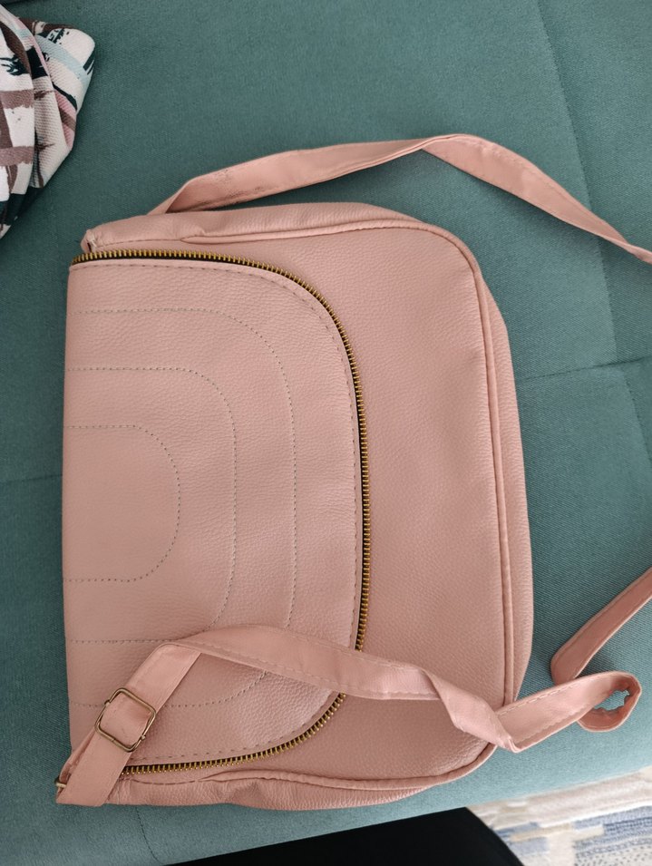 Pembe Deri Fermuarlı Kadın Çanta - Görsel 4