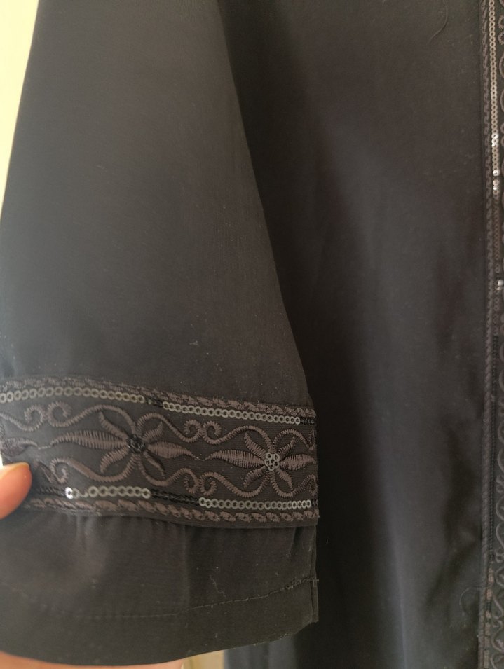 Nakışlı Siyah Uzun Kollu Kadın Elbise ferace - Görsel 5