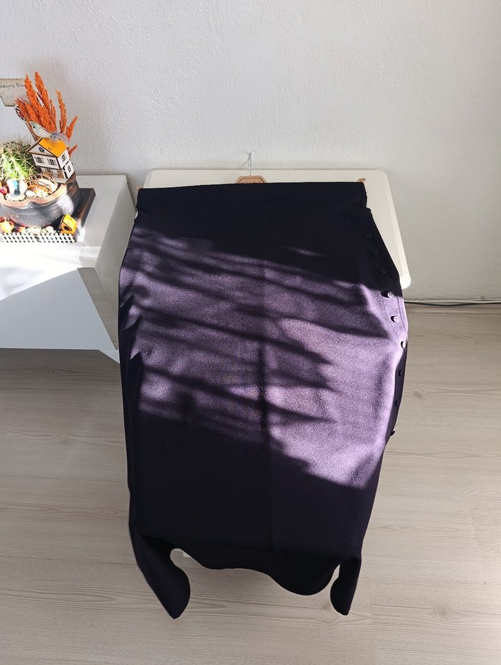 Mor Drapeli uzun  Eteği - Görsel 2