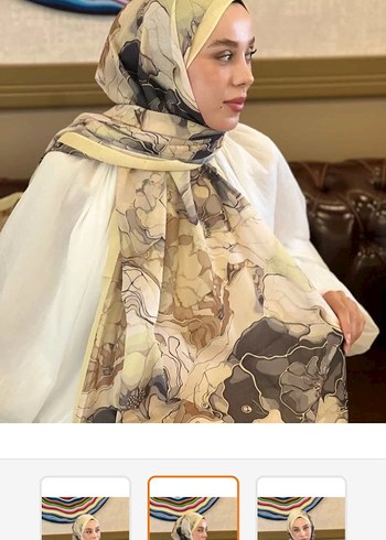 sarı Desenli Kadın Şal - Görsel 2