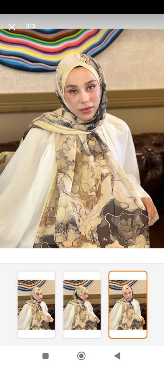 sarı Desenli Kadın Şal - Görsel 3