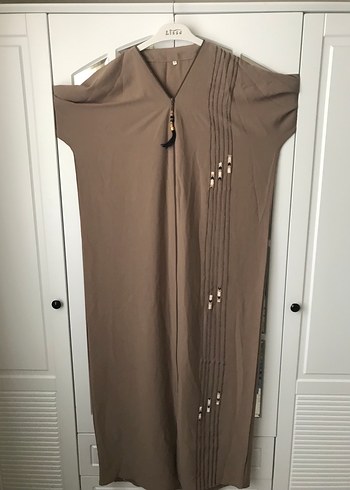 Bej Nakışlı Uzun Bohem V Yaka Tunik - Görsel 2