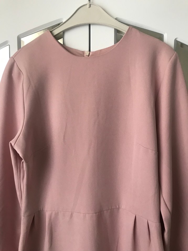 Drapeli Bej Midi Keten Uzun Elbise - Görsel 3