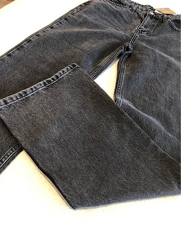 s Beden Antrasit Yüksel Bel Wide Leg Jeans