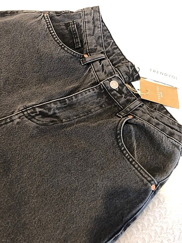 Antrasit Yüksel Bel Wide Leg Jeans