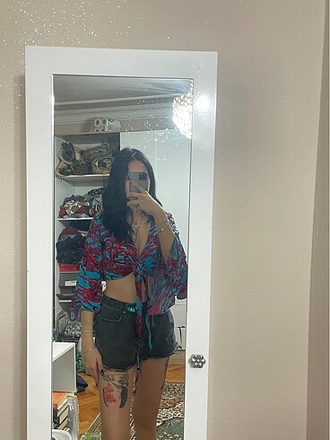 s Beden bordo Renk VİNTAGE BAĞLAMALI CROP