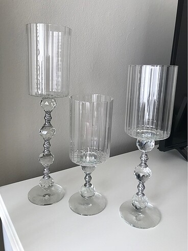 H&M Home Üçlü cam şamdan