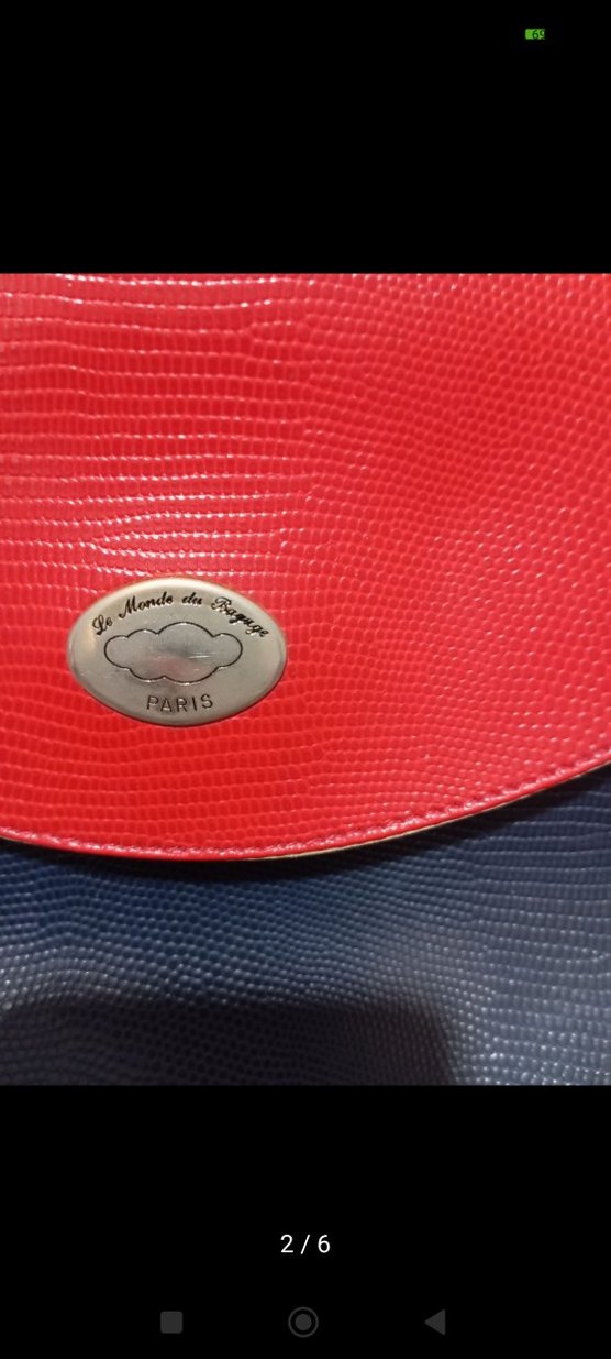 Kırmızı Kapaklı Lacivert Deri Kadın Çanta - Görsel 3