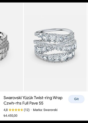Swarovski taşlı yüzük 