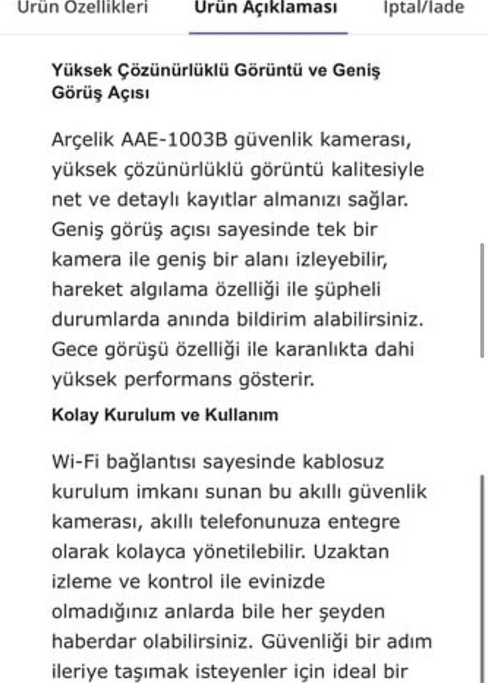 Arçelik kamera - Görsel 2