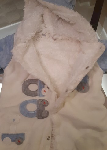 Bebek Erkek Kapüşonlu Beyaz Tulum - Görsel 4