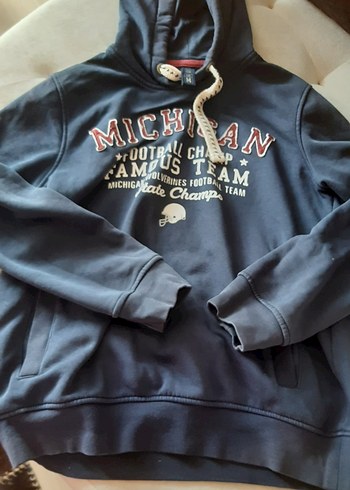 Mavi Erkek Kapüşonlu Sweatshirt, Uzun Kollu