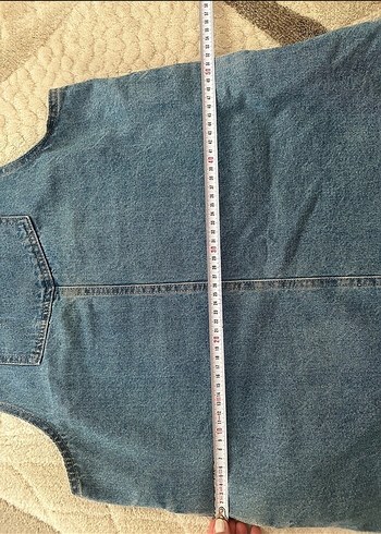 Kadın Mavi Denim Askılı Midi Salopet - Görsel 3