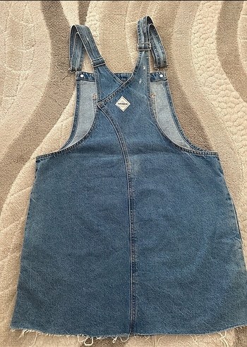Kadın Mavi Denim Askılı Midi Salopet - Görsel 8