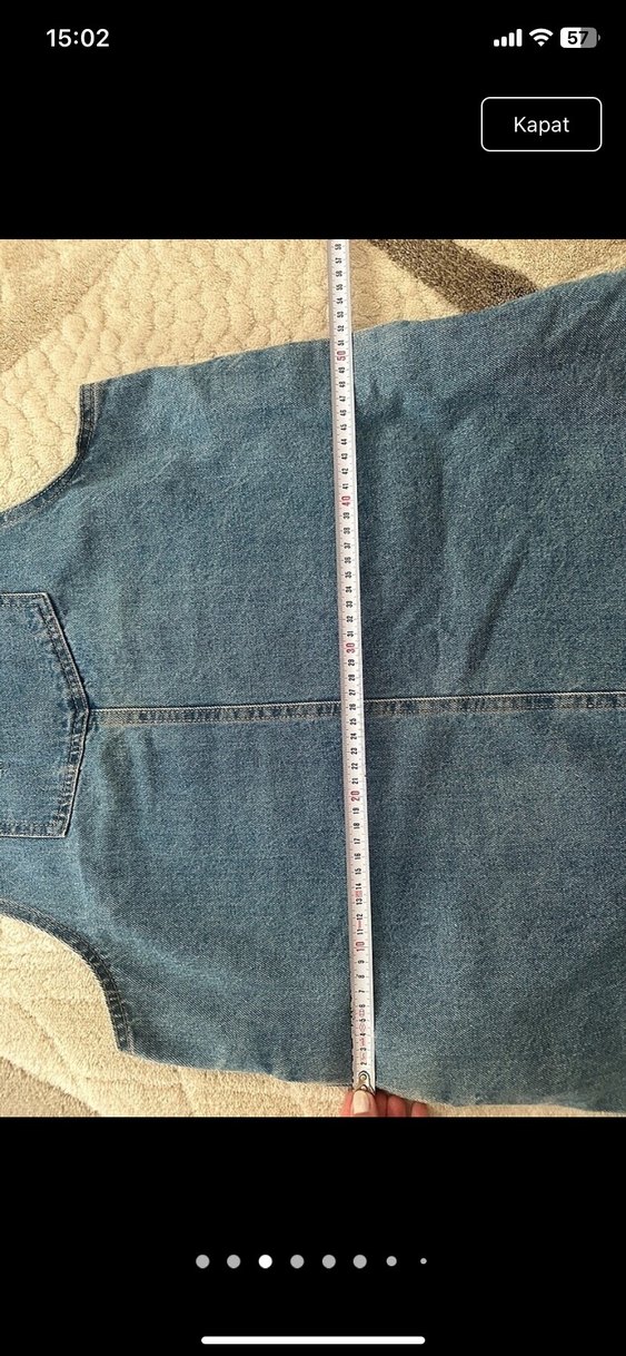 Kadın Mavi Denim Askılı Midi Salopet - Görsel 3