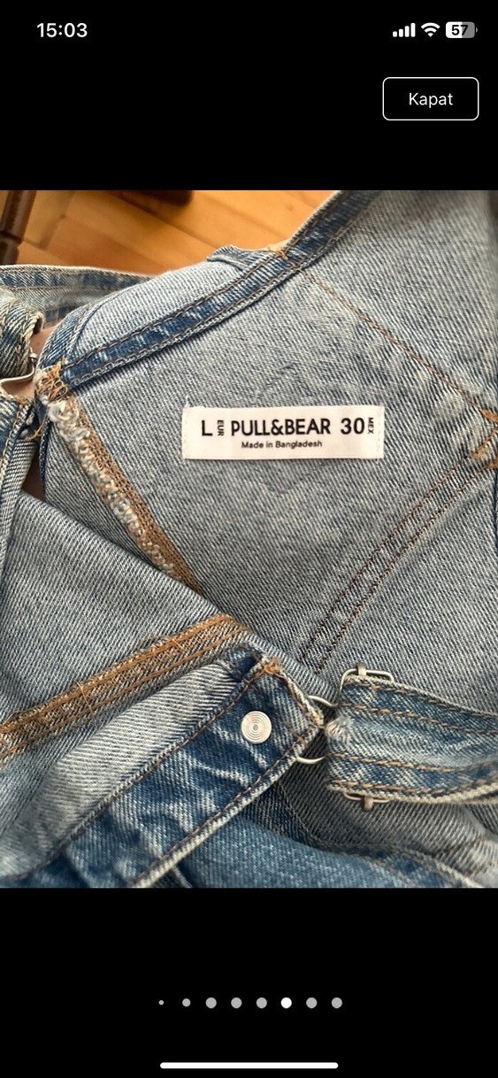 Kadın Mavi Denim Askılı Midi Salopet - Görsel 4