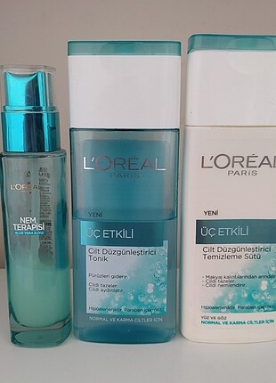 Loreal tonik+temizleme sütü+ nem terapisi