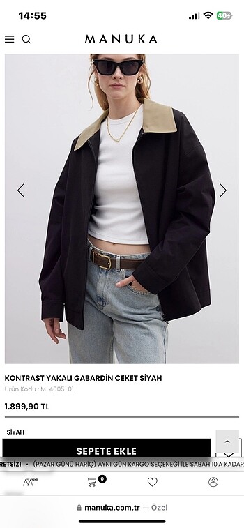 Manuka gabardin ceket siyah