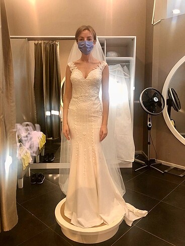 Diğer Bianco Vita v yaka balık model gelinlik