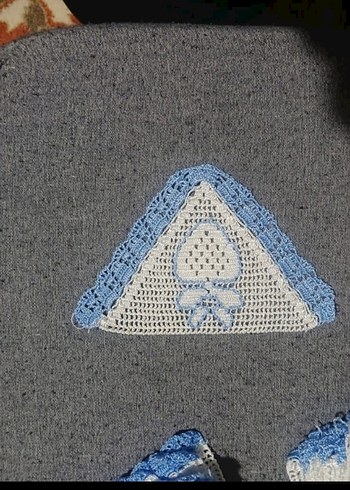 Mavi Kenarlı Örgü dantel - Görsel 4