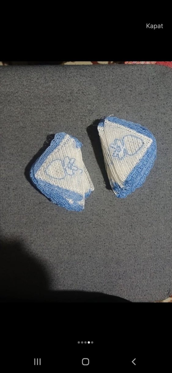 Mavi Kenarlı Örgü dantel - Görsel 3