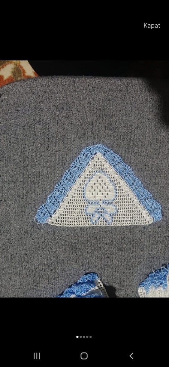 Mavi Kenarlı Örgü dantel - Görsel 4