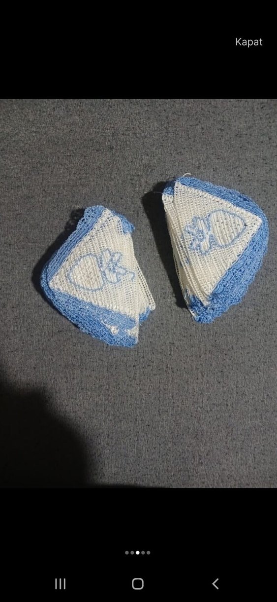 Mavi Kenarlı Örgü dantel - Görsel 5