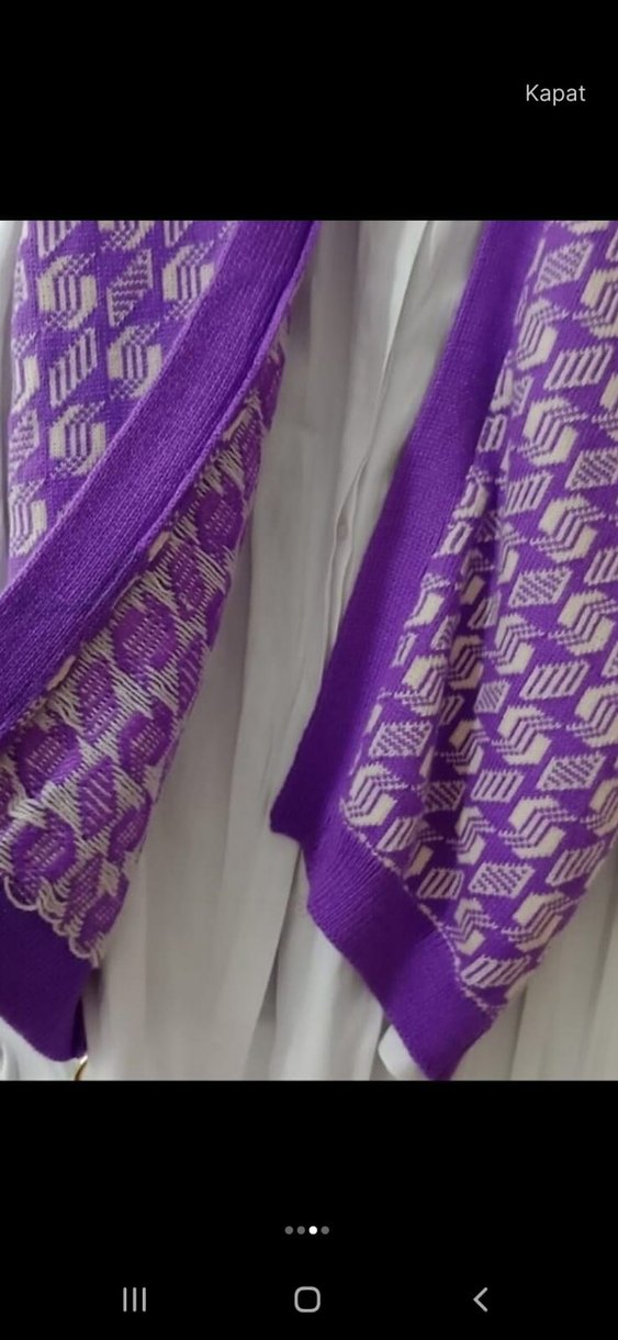 Renkli Mor Örgü Kadın hırka - Görsel 3