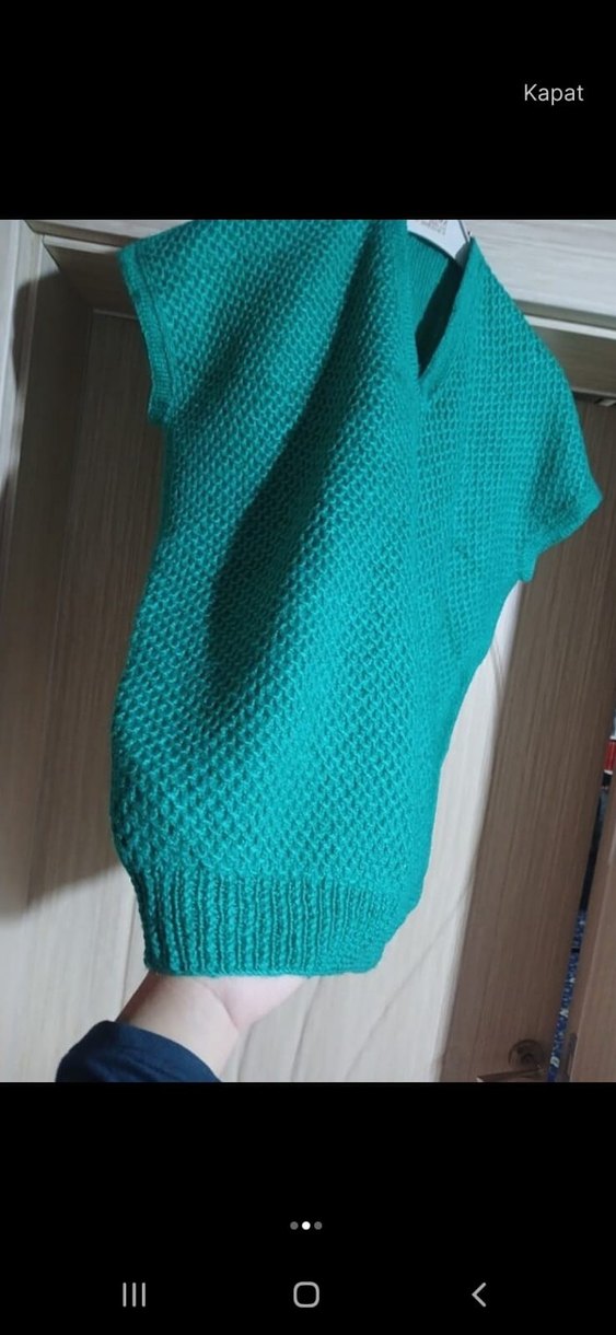 Erkek Yeşil Bohem Örgü Kolsuz Süveter - Görsel 3