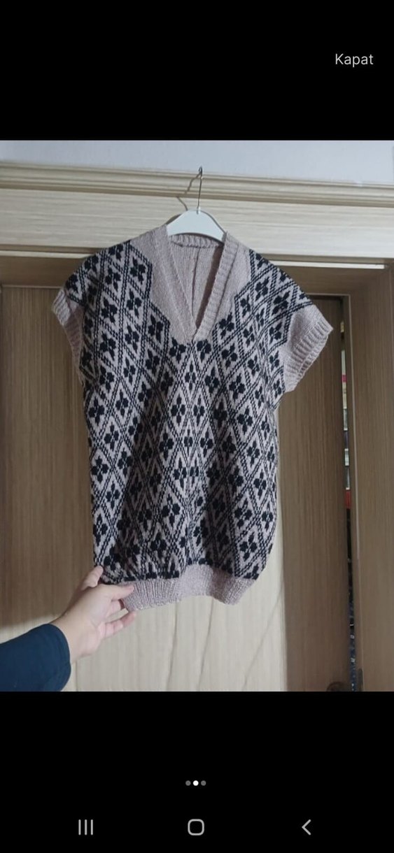 V Yaka Desenli Triko erkek Süveter - Görsel 3
