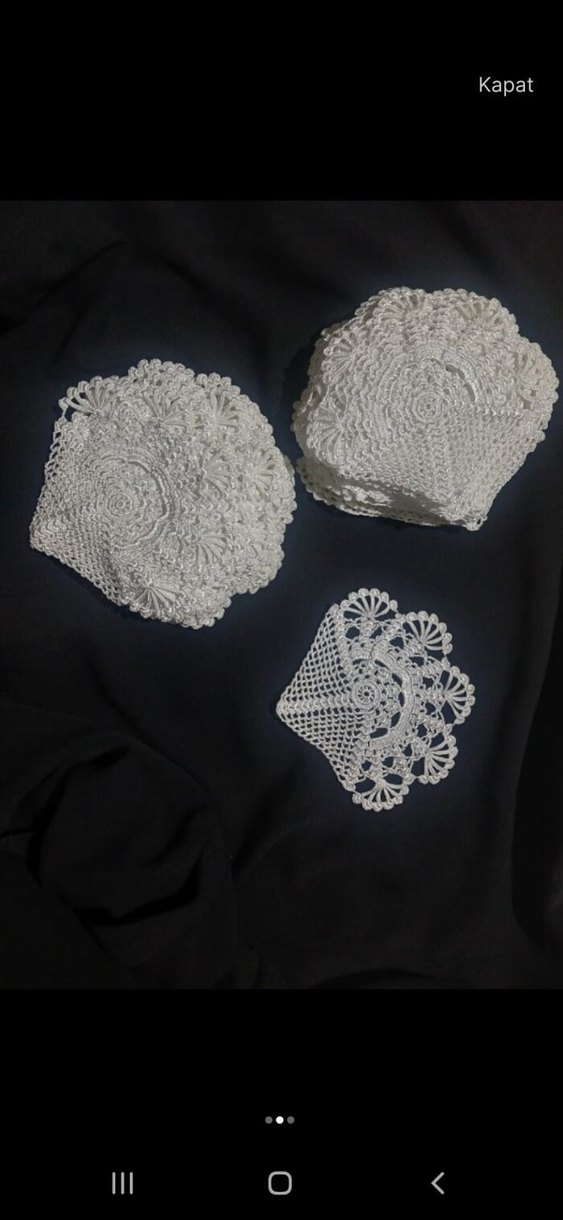 Bohem El Yapımı Beyaz Dantel Motifler mutfak takımı - Görsel 3