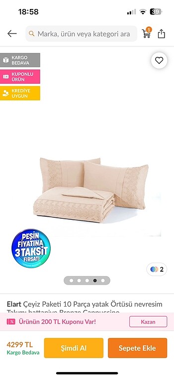 Beden Elart çeyiz seti