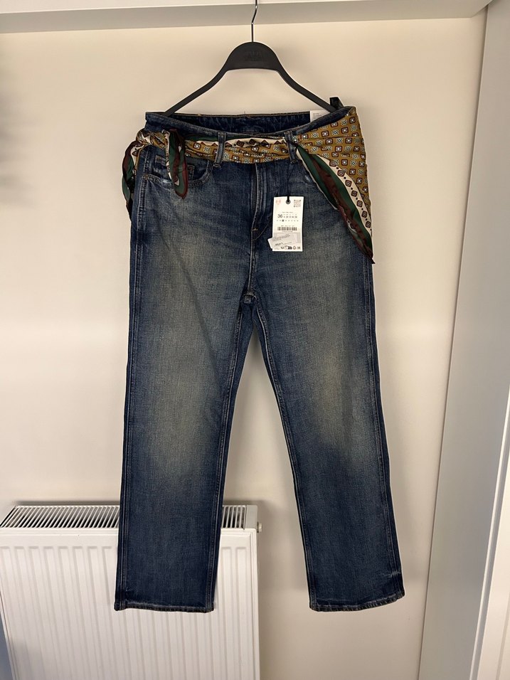 Kemer Detaylı Bol Kesim Kadın Kot Pantolon - Görsel 3