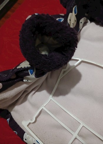 18-24 Ay Beden mor Renk Kız Çocuk Kapüşonlu Kürklü Mont