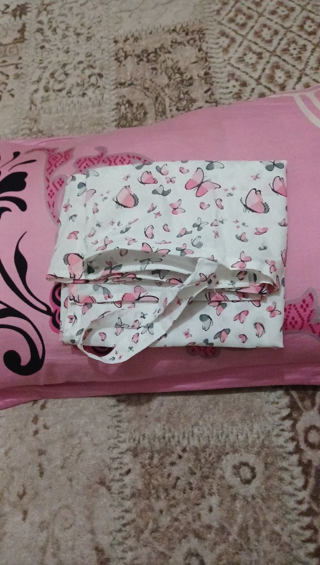 tertemiz cıtcırtli Pembe Pastel kelebek Desenli emzirme önlüğü - Görsel 3