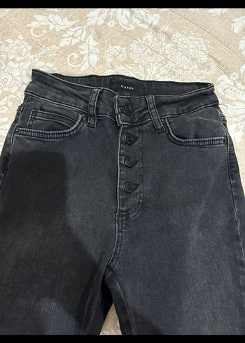 Denim&Co Düğmeli Siyah Kadın Jean Pantolon