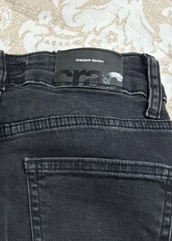 m Beden Düğmeli Siyah Kadın Jean Pantolon
