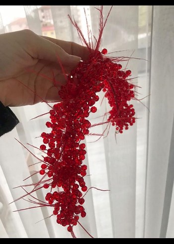 Diğer Kırmızı Boncuklu Bohem Saç Aksesuarı