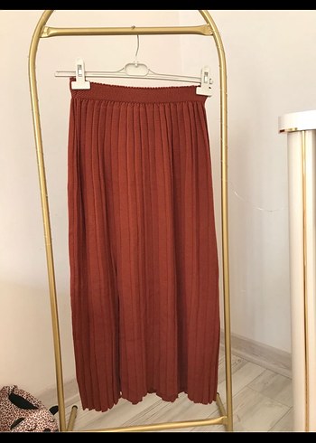 Kadın Kahverengi Piliseli Uzun Etek
